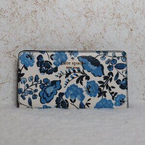 Kate Spade Madison Vase Floral Print Large Slim Bi-fold Wallet (Blue)